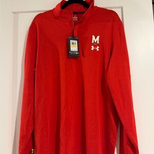 Under Armour Red 1/4 Zip Pullover with White Logos